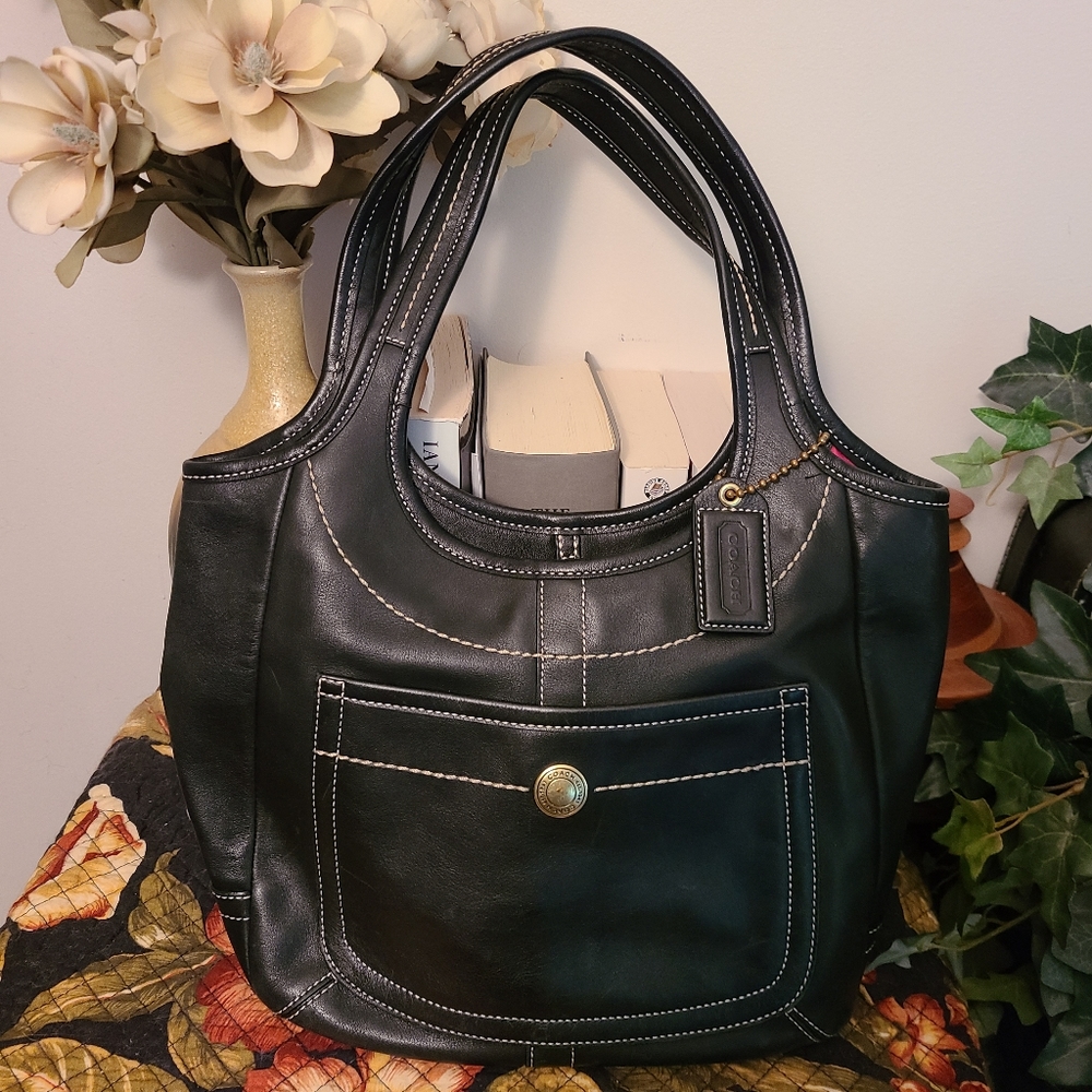 🌈 Coach black Legacy lined satchel 10743 🌈